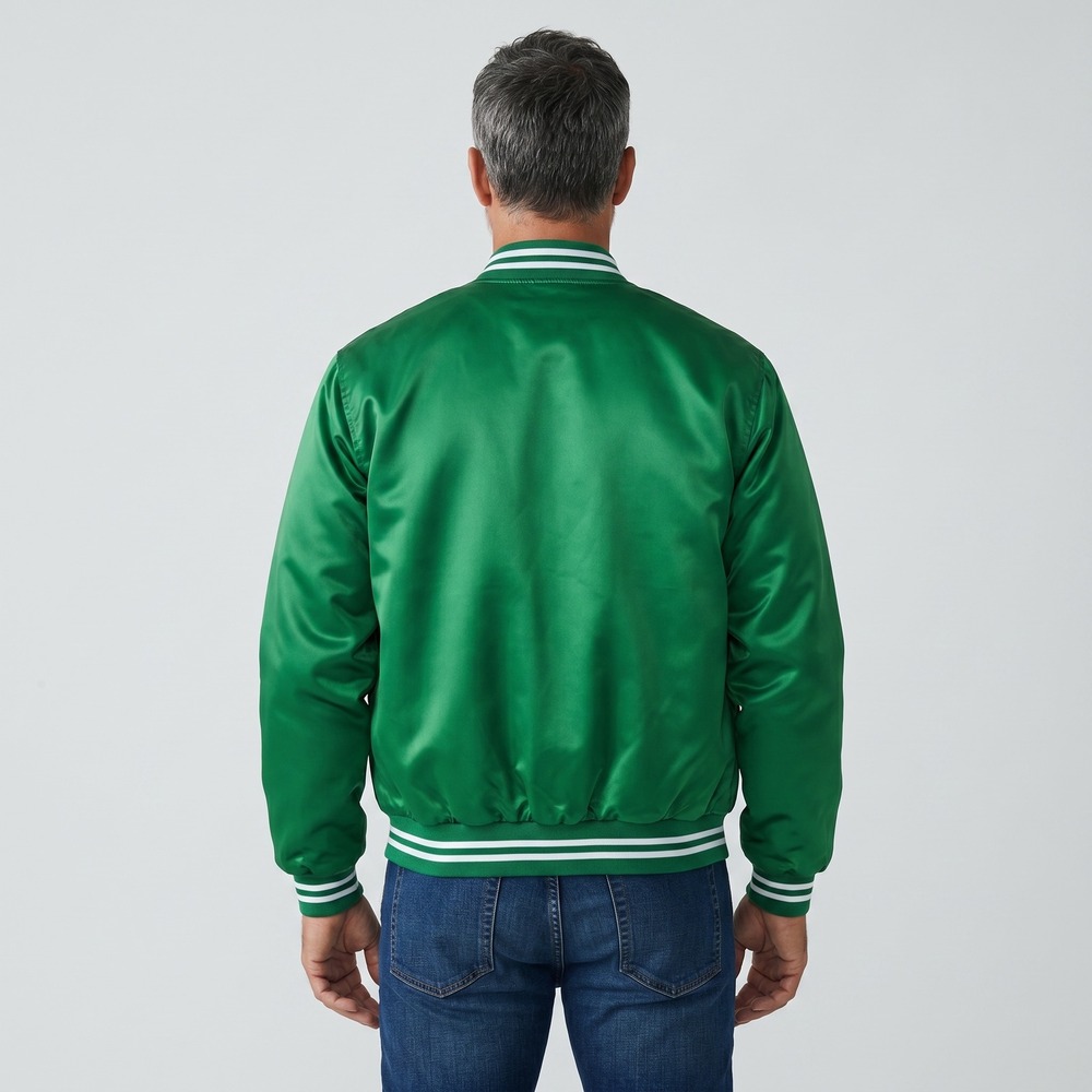 Vintage John Deere Auburn Sportswear Green Satin Bomber Jacket Mens Large USA - Picture 2 of 12